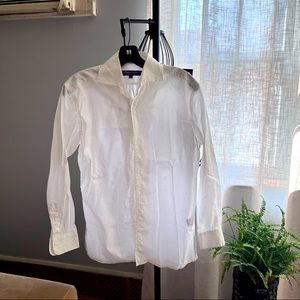 RALPH LAUREN Purple Label White Cotton Front Button Shirt Blouse